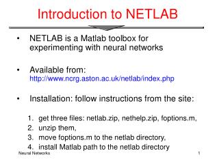Introduction to NETLAB