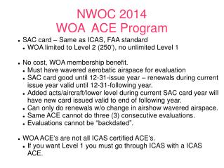 NWOC 2014 WOA ACE Program