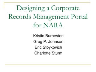 Designing a Corporate Records Management Portal for NARA