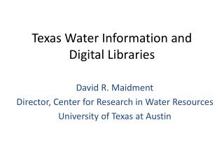 Texas Water Information and Digital Libraries