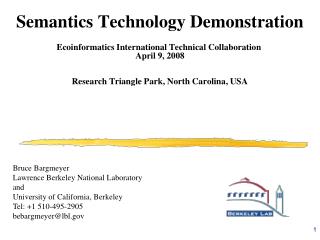 Semantics Technology Demonstration Ecoinformatics International Technical Collaboration 