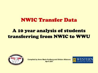 NWIC Transfer Data A 10 year analysis of students transferring from NWIC to WWU