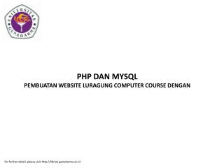 PHP DAN MYSQL PEMBUATAN WEBSITE LURAGUNG COMPUTER COURSE DENGAN