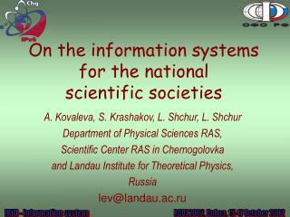 On the information systems for the national scientific societies