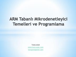 ARM Tabanlı Mikrodenetleyici Temelleri ve Programlama