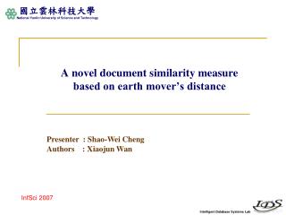 A novel document similarity measure based on earth mover’s distance