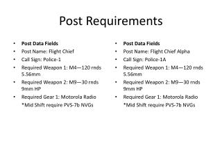 Post Requirements