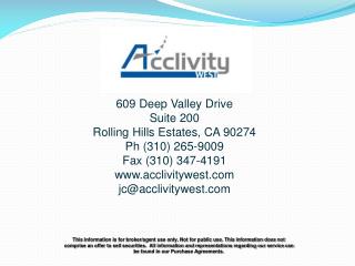 609 Deep Valley Drive Suite 200 Rolling Hills Estates, CA 90274 Ph (310) 265-9009