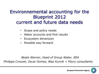 Environnemental accounting for the Blueprint 2012 current and future data needs