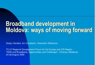 Broadband development in Moldova: ways of moving forward