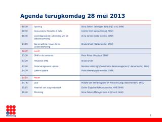 Agenda terugkomdag 28 mei 2013