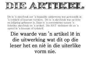 DIE ARTIKEL