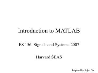 Introduction to MATLAB