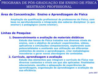 PROGRAMA DE PÓS-GRADUAÇÃO EM ENSINO DE FÍSICA MESTRADO PROFISSIONAL