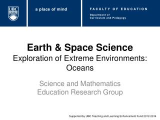 Earth &amp; Space Science Exploration of Extreme Environments: Oceans