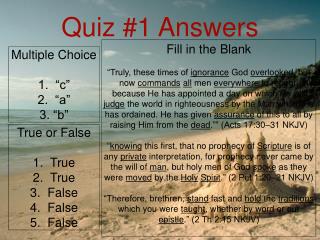 Quiz #1 Answers