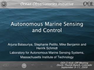 Autonomous Marine Sensing and Control