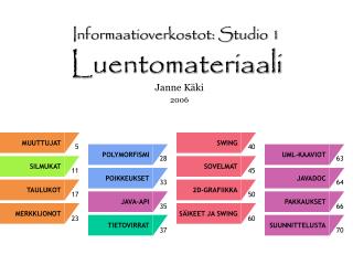 Informaatioverkostot: Studio 1 Luentomateriaali