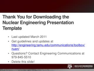 Thank You for Downloading the Nuclear Engineering Presentation Template