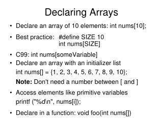 Declaring Arrays