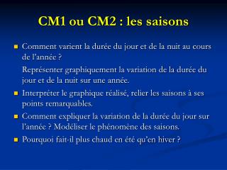 CM1 ou CM2 : les saisons