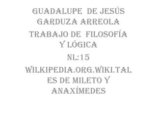 Guadalupe de Jesús garduza Arreola Trabajo de filosofía y lógica Nl:15