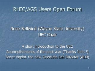 RHIC/AGS Users Open Forum