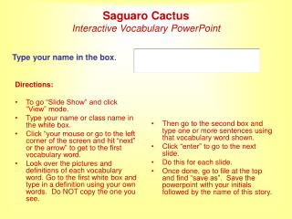 Saguaro Cactus Interactive Vocabulary PowerPoint