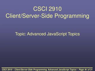 CSCI 2910 Client/Server-Side Programming