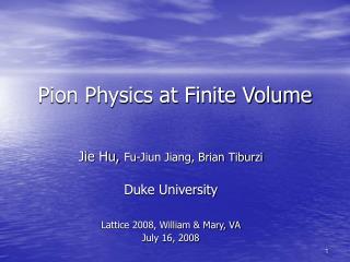 Pion Physics at Finite Volume