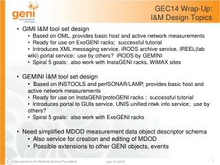 GEC14 Wrap-Up: I&amp;M Design Topics