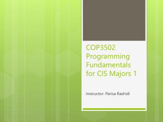 COP3502 Programming Fundamentals for CIS Majors 1