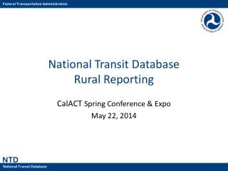 National Transit Database Rural Reporting