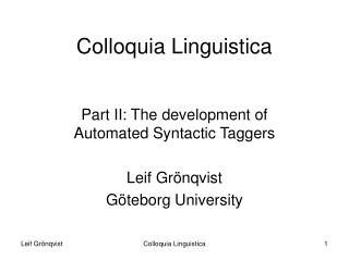 Colloquia Linguistica