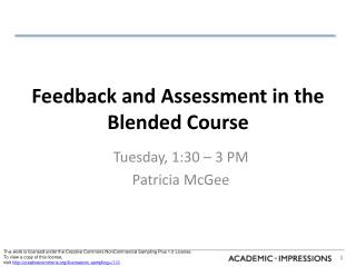 Feedback and Assessment in the Blended Course