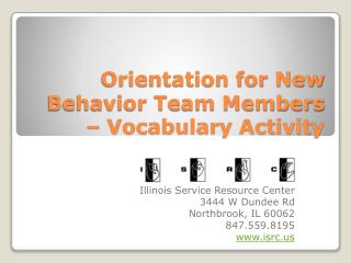 Orientation for New Behavior Team Members – Vocabulary Activity