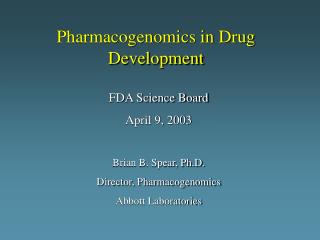 Pharmacogenomics in Drug Development