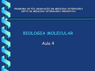 BIOLOGIA MOLECULAR Aula 4