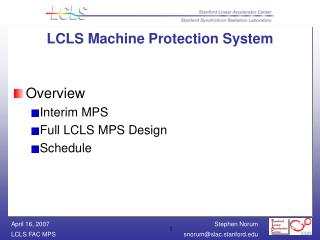 LCLS Machine Protection System