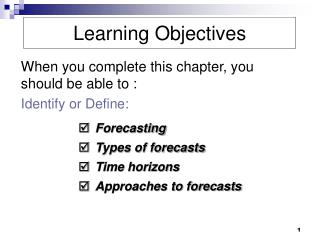 Learning Objectives