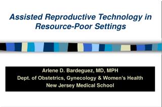 Assisted Reproductive Technology in Resource-Poor Settings