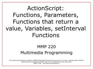 MMP 220 Multimedia Programming