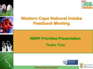 Western Cape National Indaba Feedback Meeting