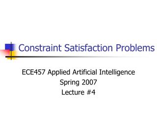 Constraint Satisfaction Problems