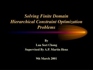 Solving Finite Domain Hierarchical Constraint Optimization Problems