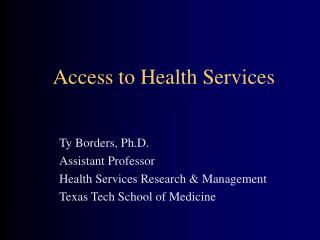 Access to Health Services