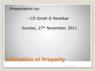 Alienation of Property