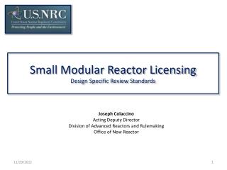 Small Modular Reactor Licensing Design Specific Review Standards