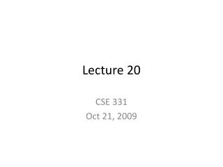 Lecture 20