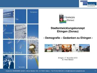 Stadtentwicklungskonzept Ehingen (Donau) - Demografie – Gedanken zu Ehingen -